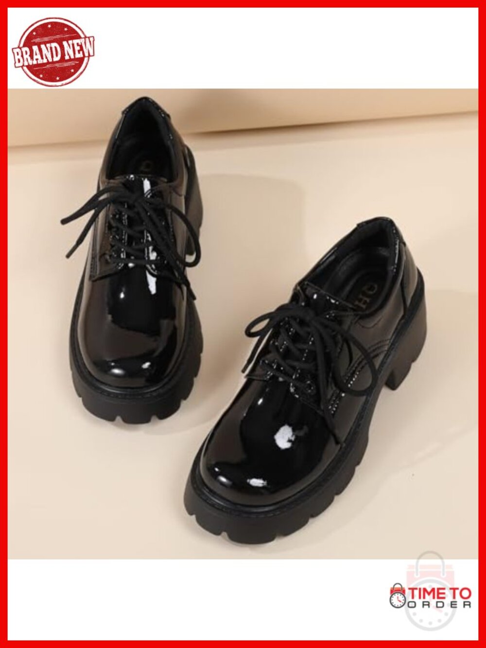 Platform Oxford Shoes Chunky Heels Lace-Up Memory Foam Comfort Work Office - Picture 4 of 6